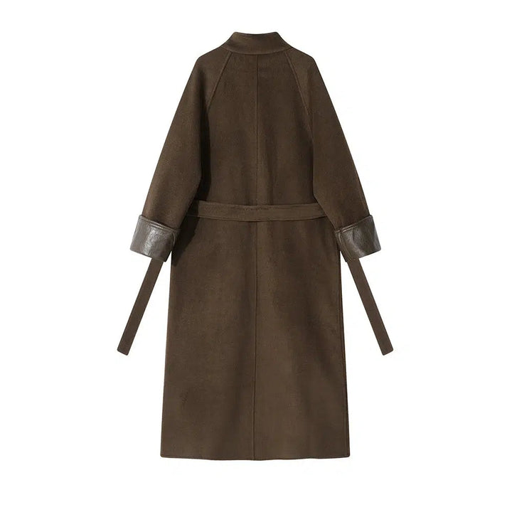 Leather Accents Wool Coats