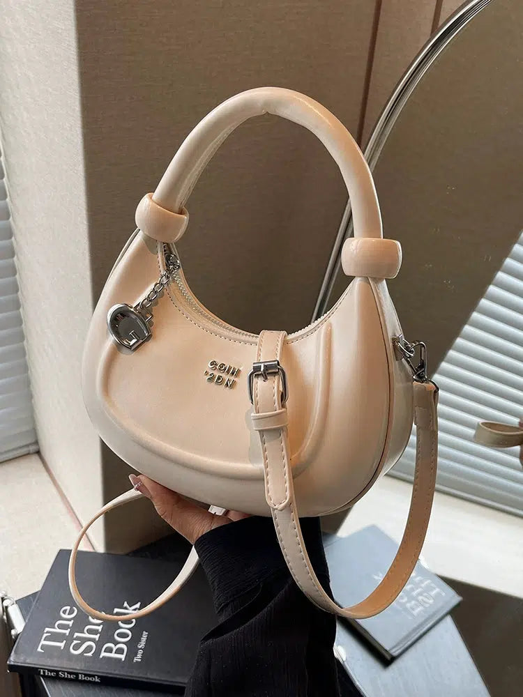 Embossed Logo Charm Shoulder Bag
