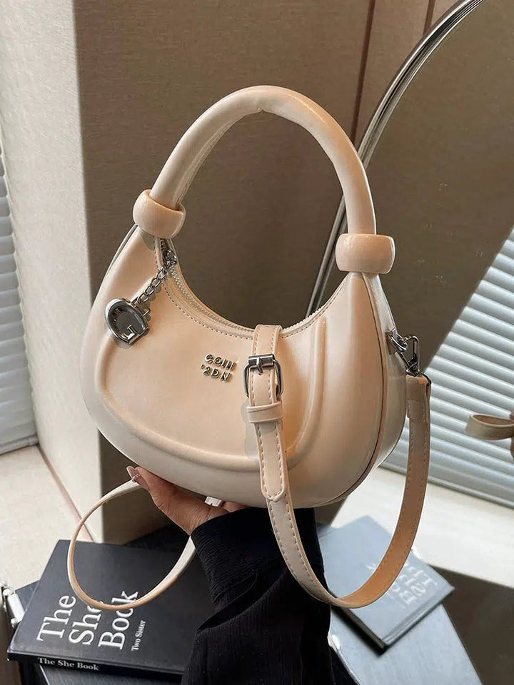 Embossed Logo Charm Shoulder Bag