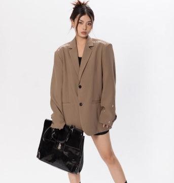 Embroidered Brown Suit Jacket