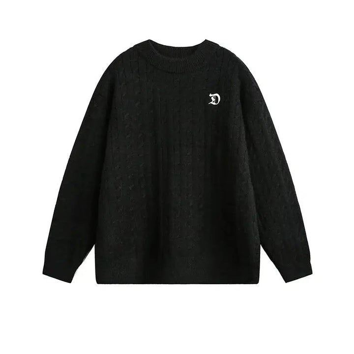 Embroidered Cable-Knit Sweater