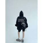 Embroidered Crest Hooded Wool Blend Coat