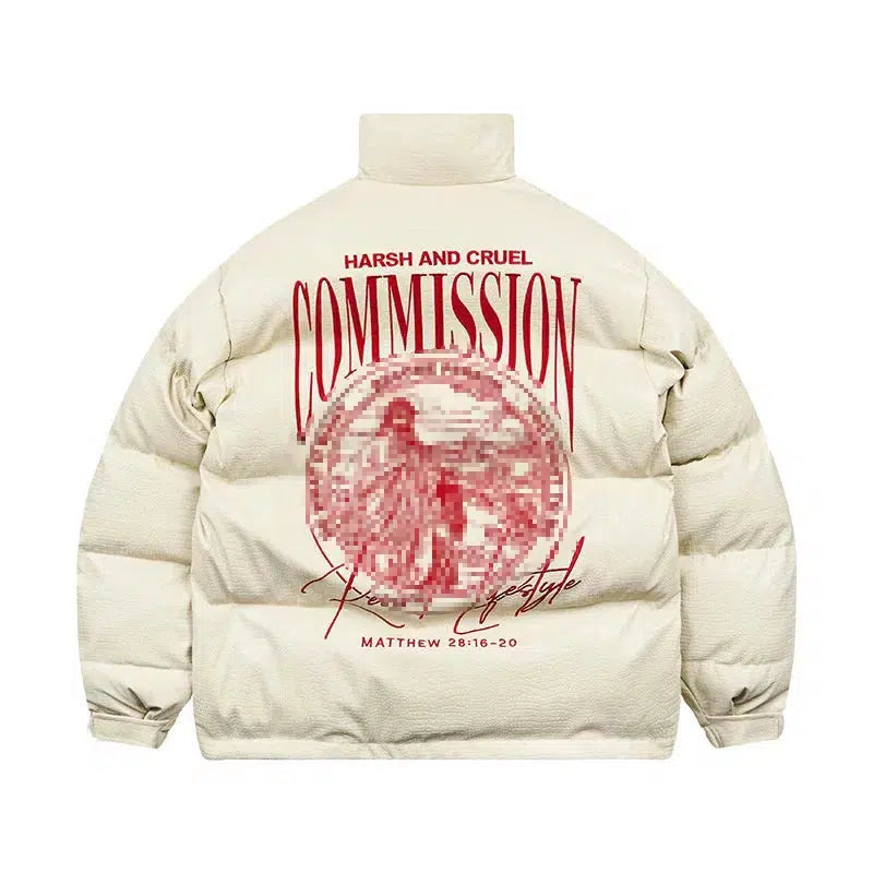 Embroidered Crocodile Faux Leather Down Jacket