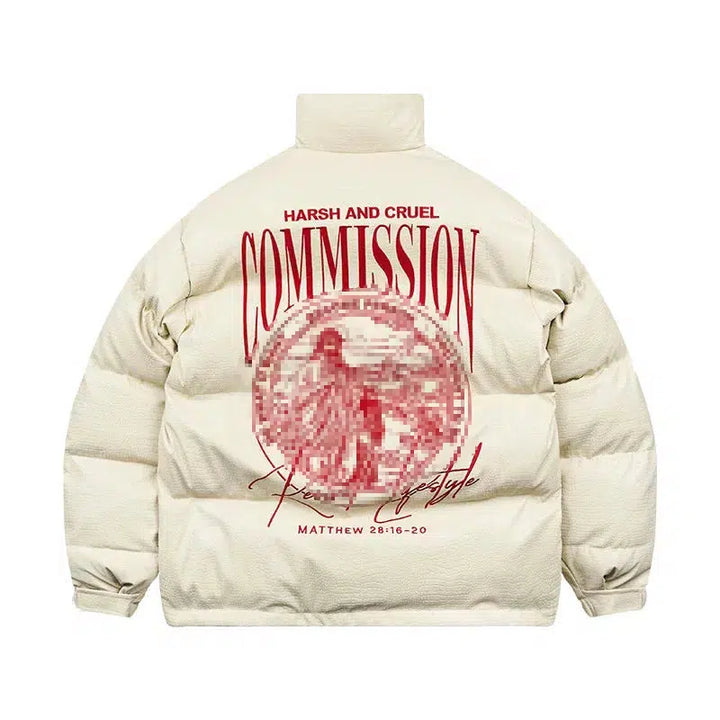 Embroidered Crocodile Faux Leather Down Jacket