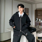 Embroidered Cuffs Zip-Up Hoodie