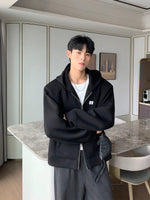 Embroidered Hooded Zipper Jacket