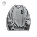 Embroidered Logo Round Neck Pullover Sweatshirt
