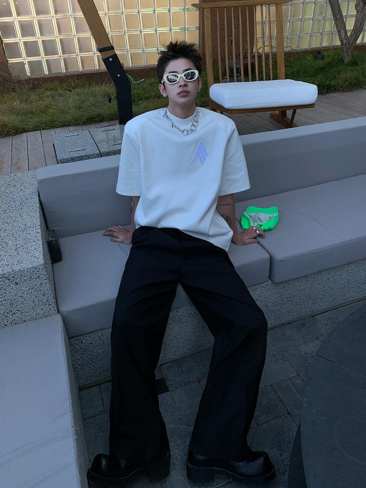 Embroidered Logo Shoulder Pad T-shirt
