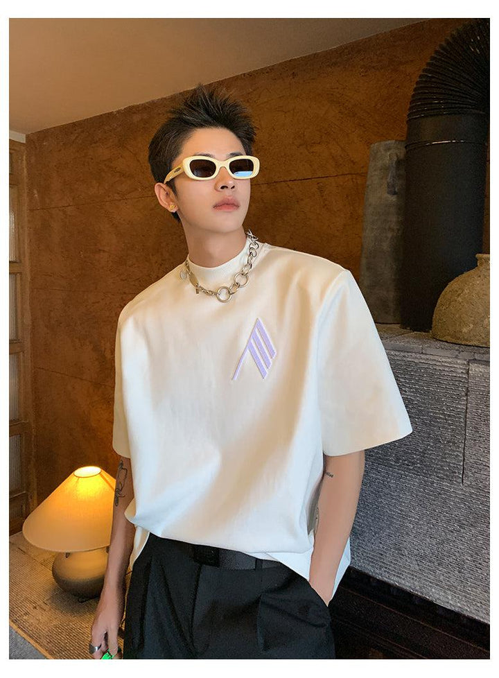 Embroidered Logo Shoulder Pad T-shirt