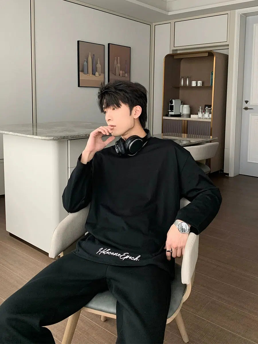 Embroidered Round Neck Casual Shirt