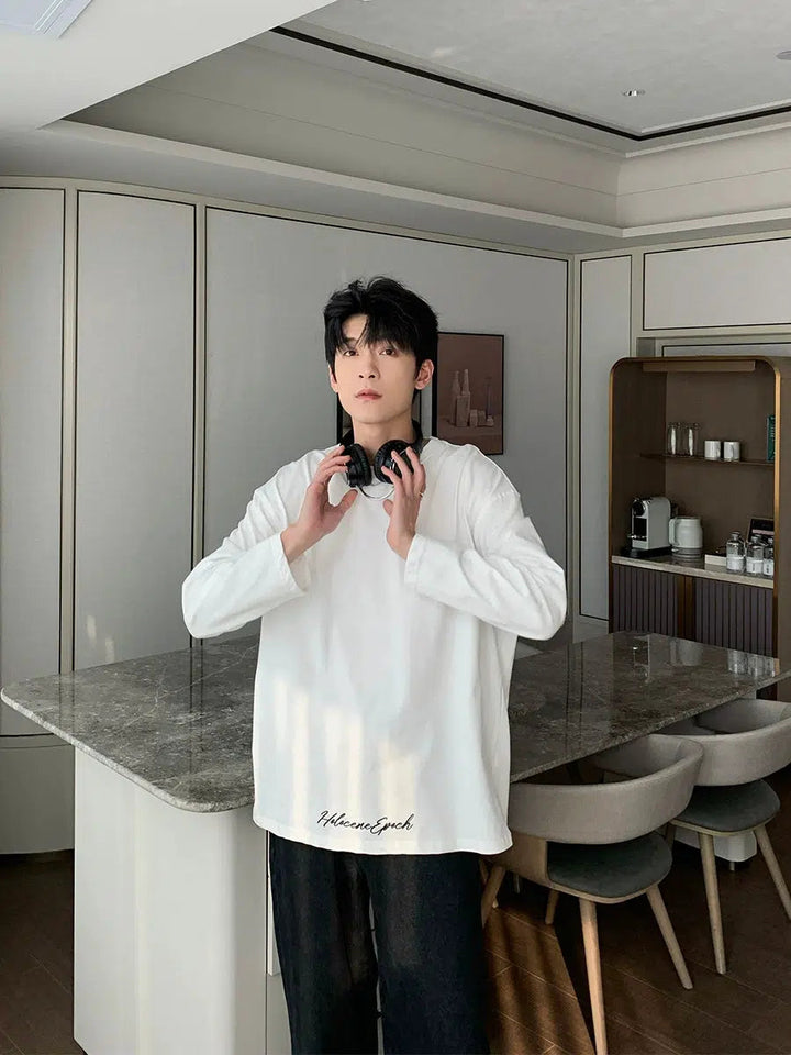 Embroidered Round Neck Casual Shirt