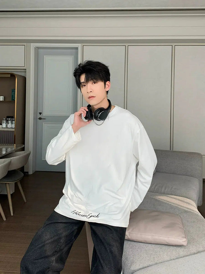 Embroidered Round Neck Casual Shirt