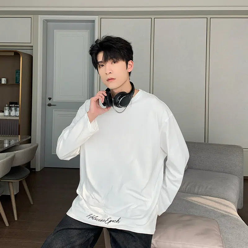 Embroidered Round Neck Casual Shirt