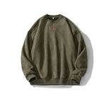 Embroidered Suede Round Neck Sweatshirt