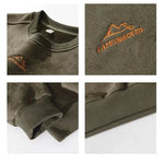 Embroidered Suede Round Neck Sweatshirt