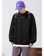 Embroidered Suede Round Neck Sweatshirt