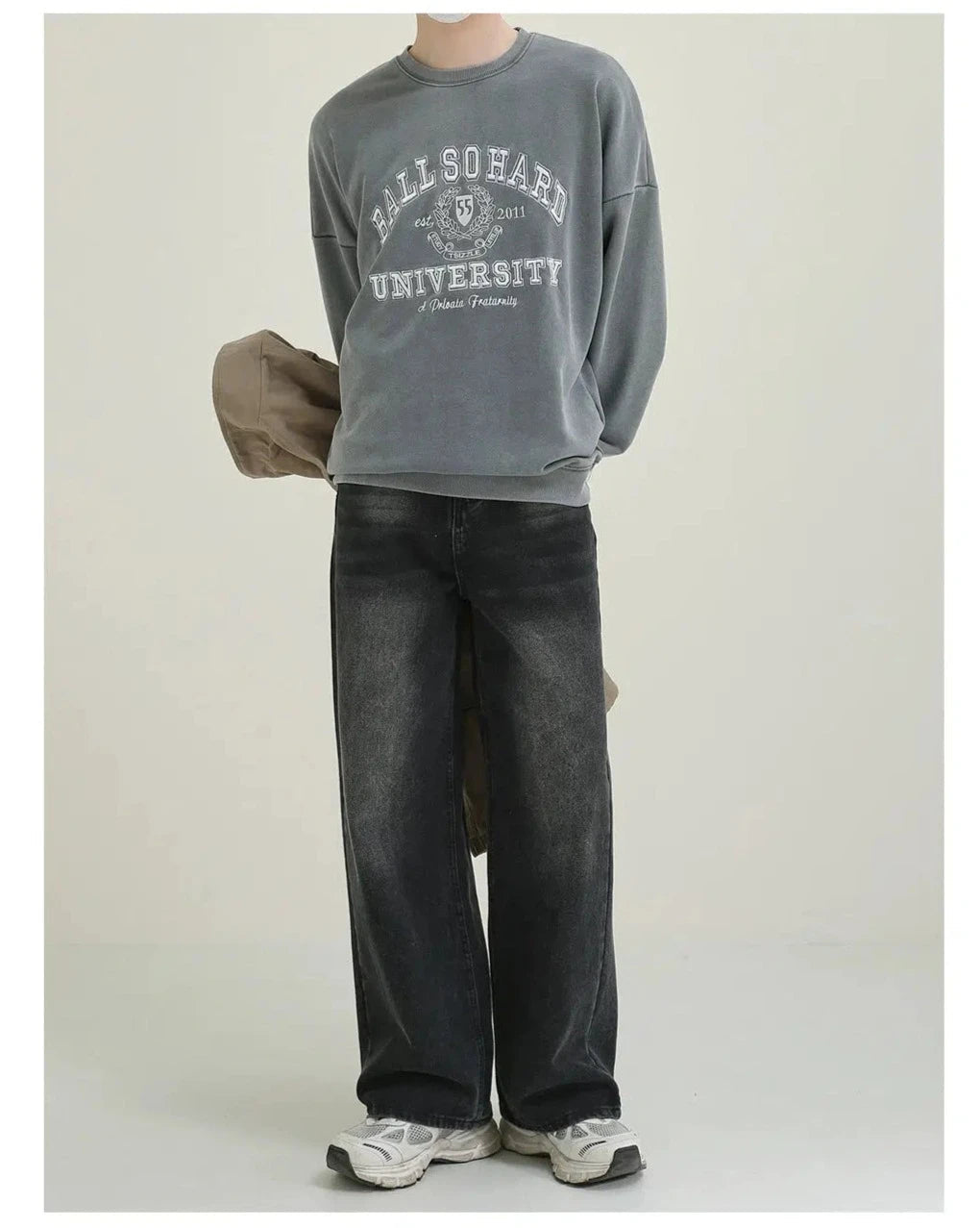 Embroidered Text Print Pullover