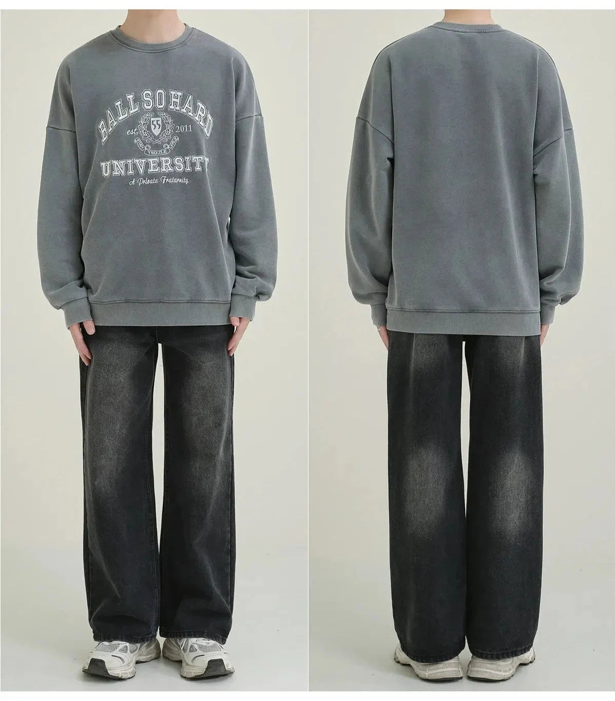 Embroidered Text Print Pullover