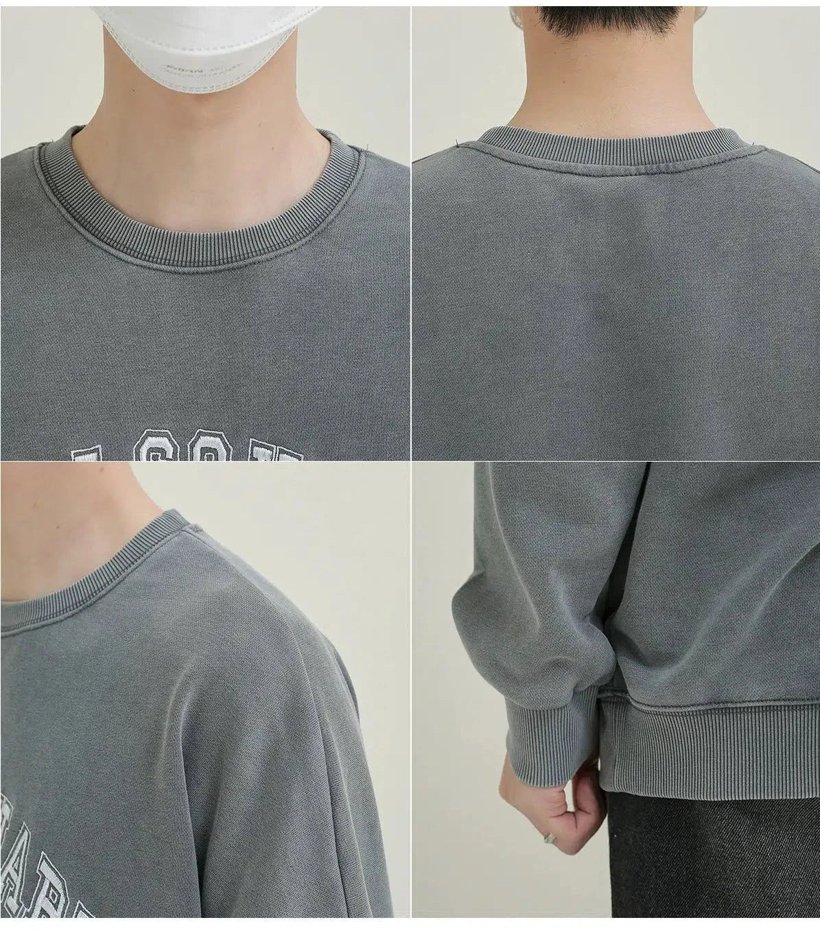 Embroidered Text Print Pullover