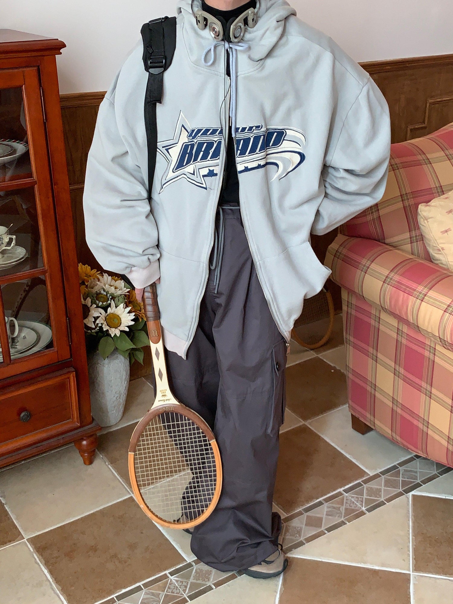 Embroidery Hooded Jacket