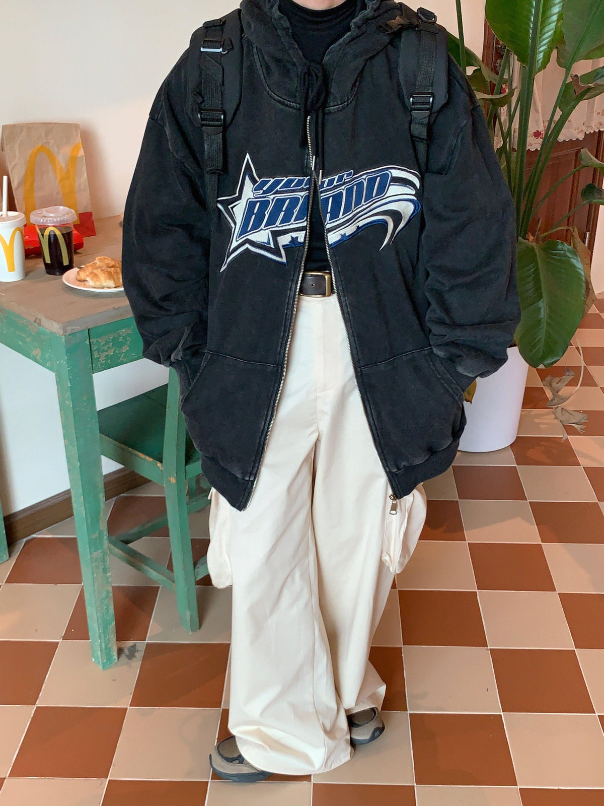 Embroidery Hooded Jacket