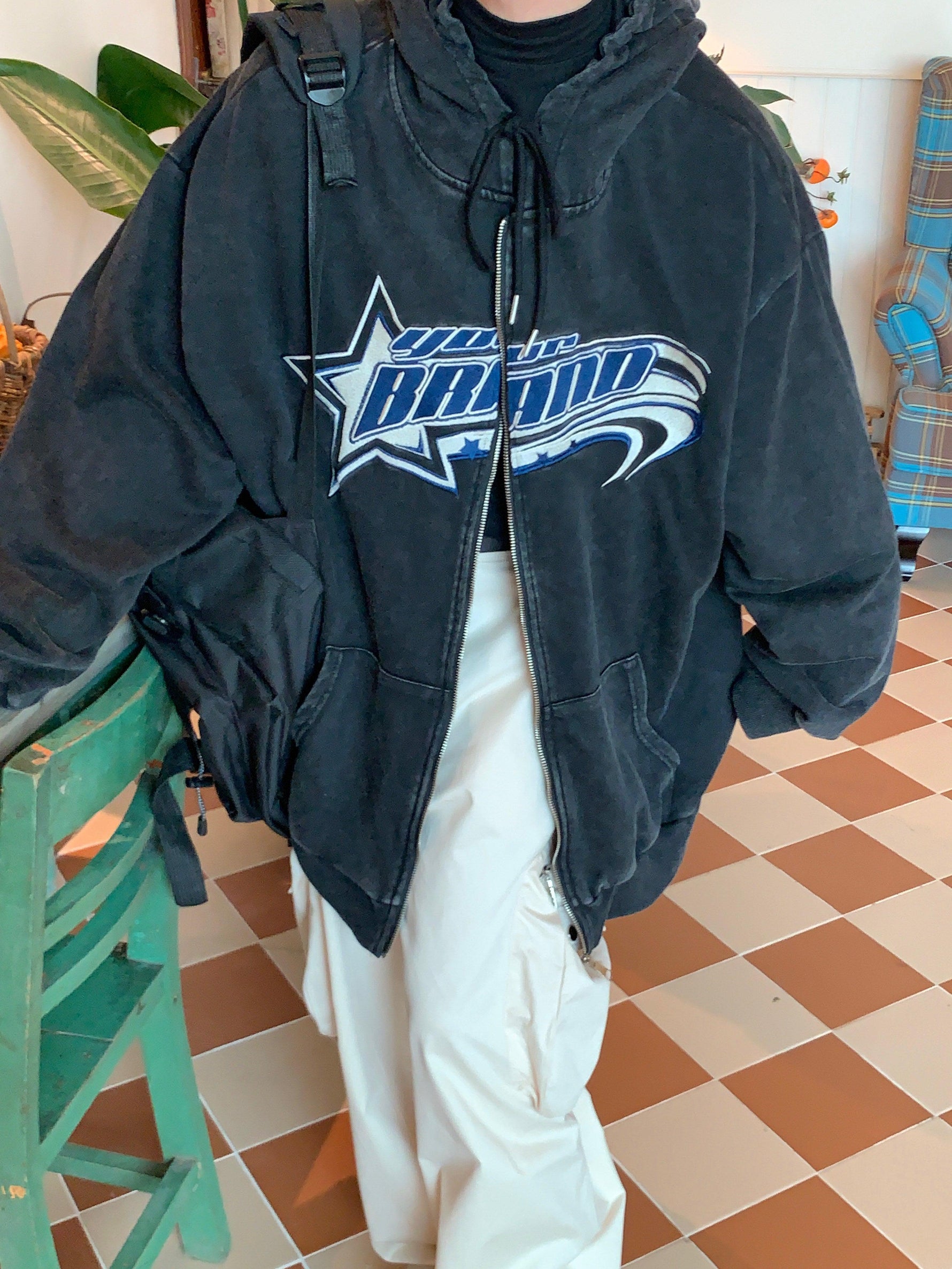 Embroidery Hooded Jacket