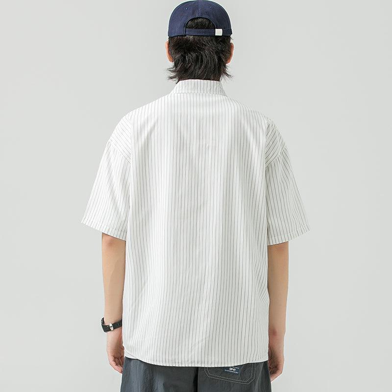 Embroidery Lapel Striped Shirt
