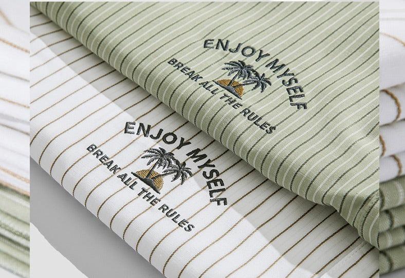 Embroidery Lapel Striped Shirt