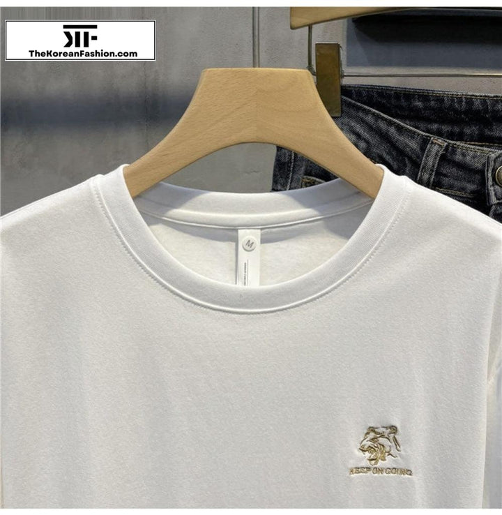 Embroidery Round Neck T-Shirt