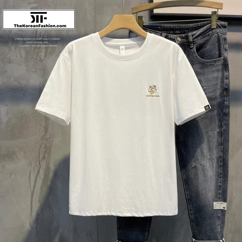 Embroidery Round Neck T-Shirt
