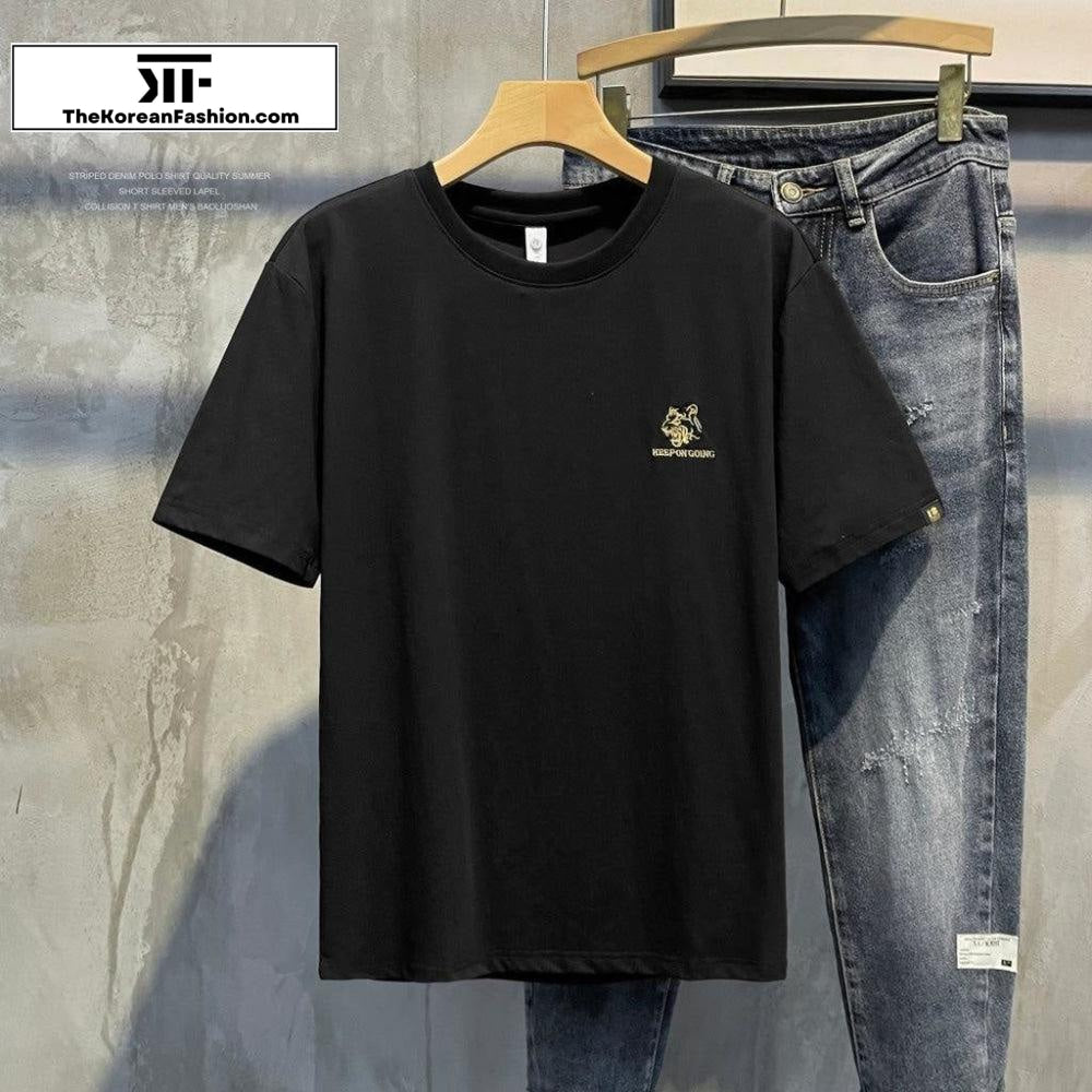 Embroidery Round Neck T-Shirt