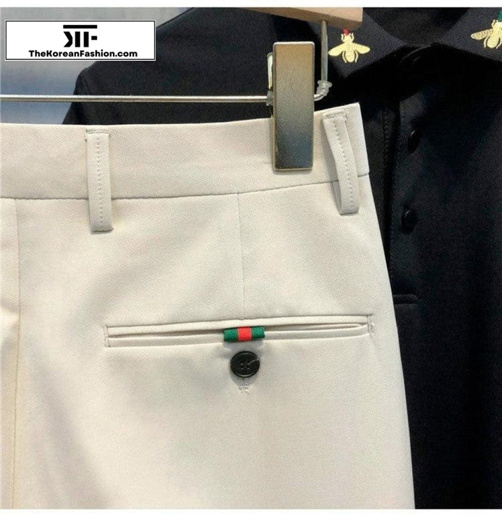 Embroidery Slim Casual Suit Pants