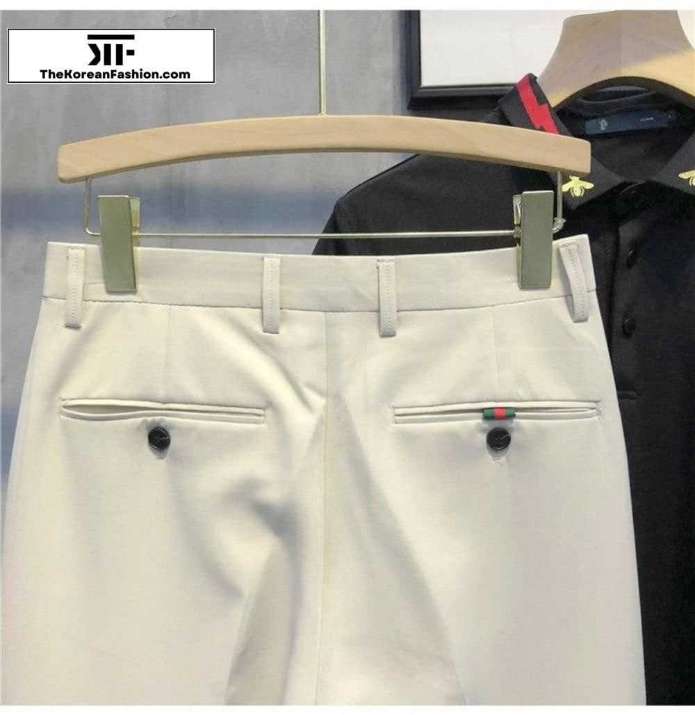 Embroidery Slim Casual Suit Pants