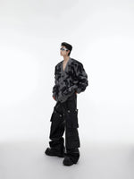 Mink V-Neck Jacquard Loose Cardigan