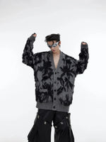 Mink V-Neck Jacquard Loose Cardigan