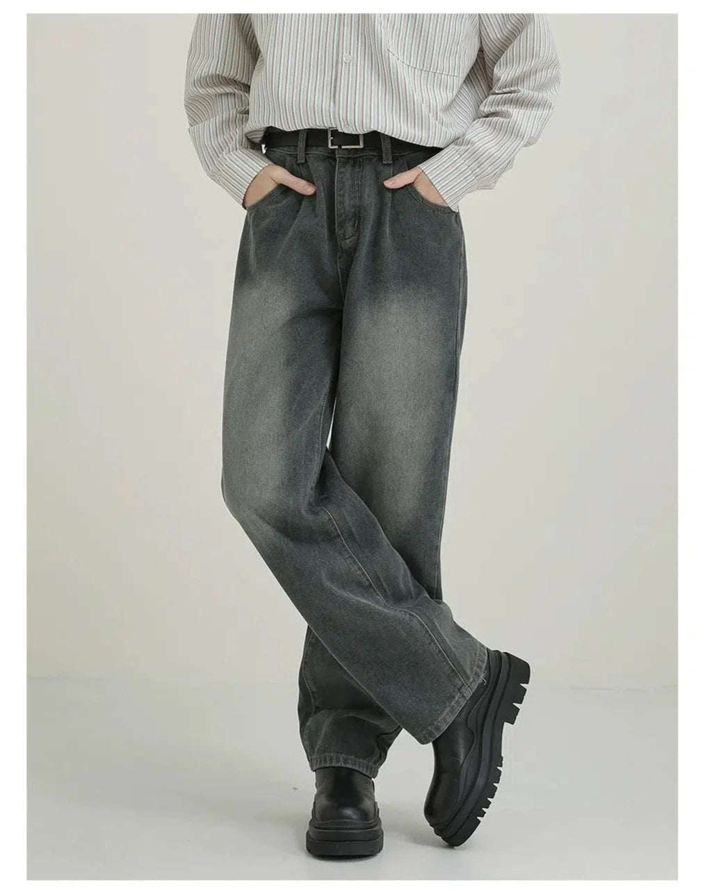 Faded Blue Straight-leg Jeans