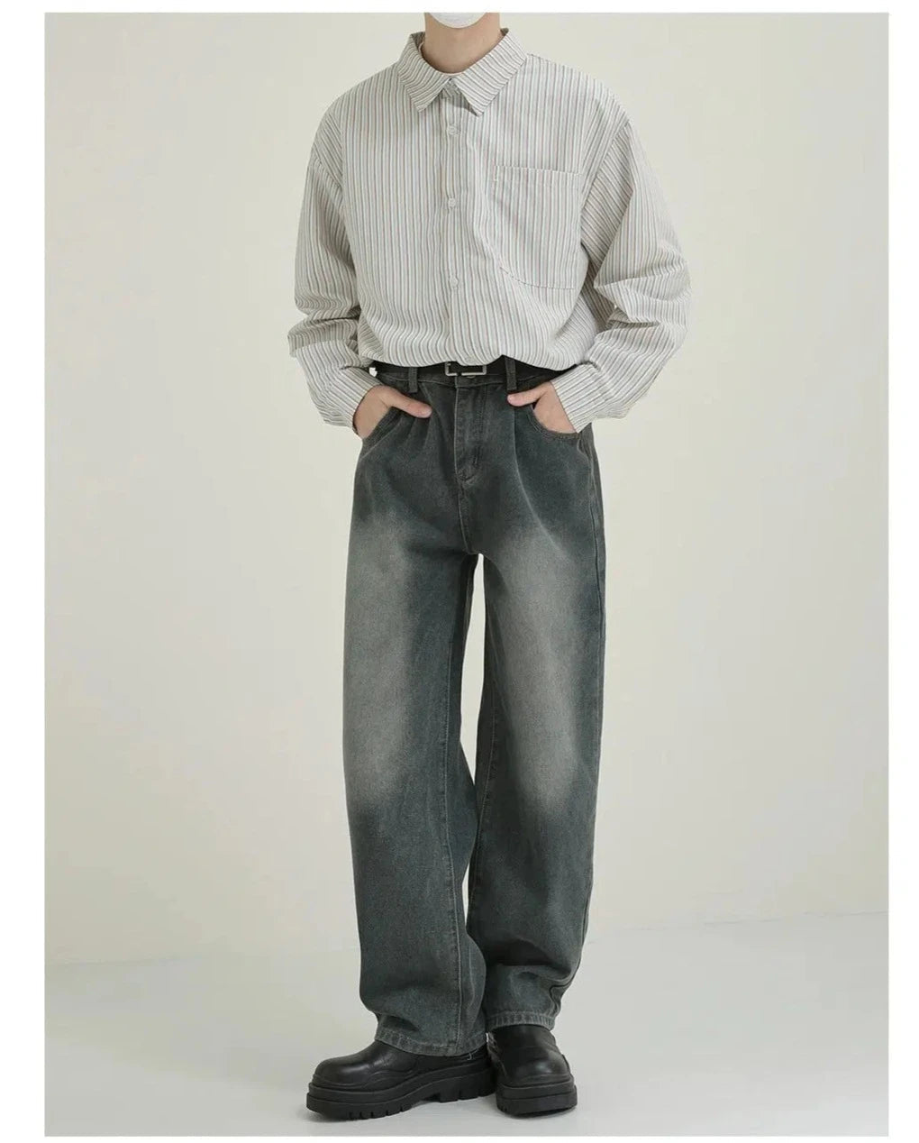 Faded Blue Straight-leg Jeans