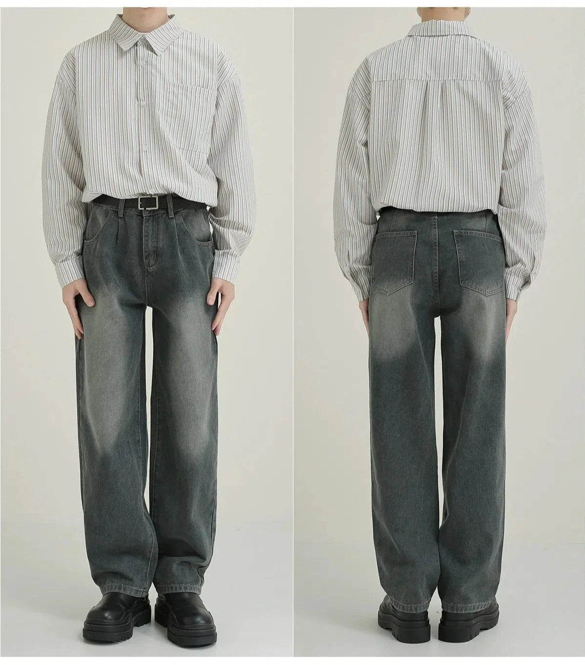 Faded Blue Straight-leg Jeans