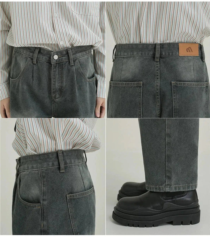 Faded Blue Straight-leg Jeans