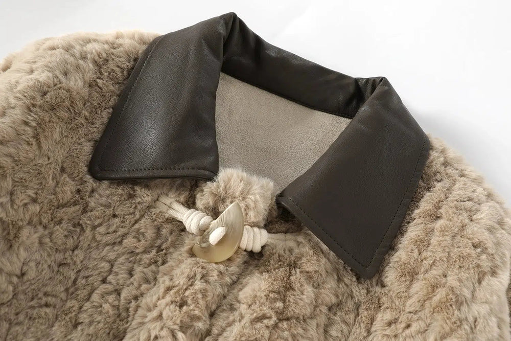 Faux Fur Toggle Closure Coat
