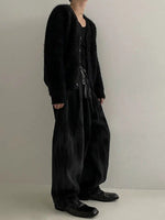 Faux Mink Velvet V-neck Knitted Cardigan