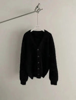 Faux Mink Velvet V-neck Knitted Cardigan