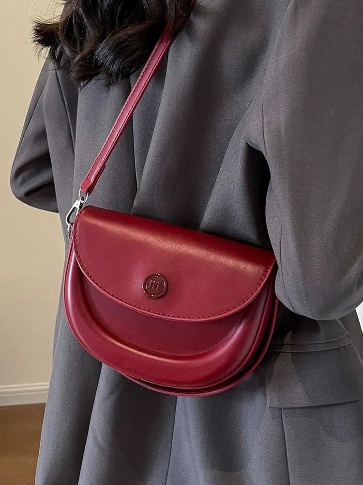 Flap Closure Leather Crossbody Bag