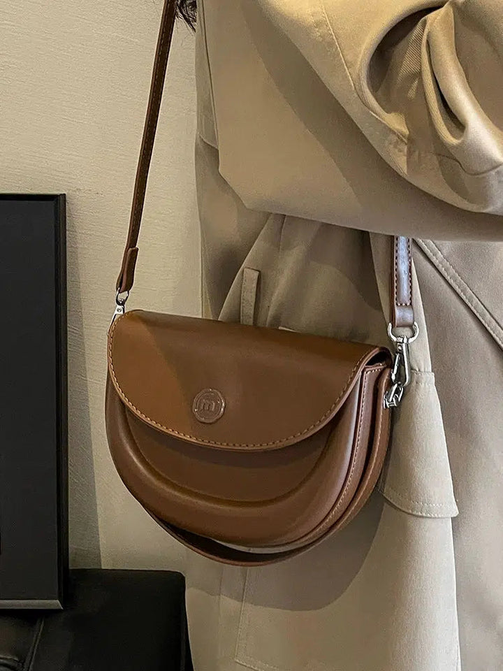 Flap Closure Leather Crossbody Bag