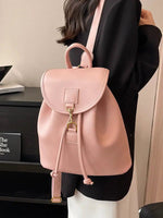 Flap Closure Leather Drawstring Backpack