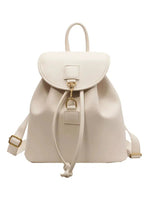 Flap Closure Leather Drawstring Backpack