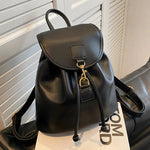Flap Closure Leather Drawstring Backpack