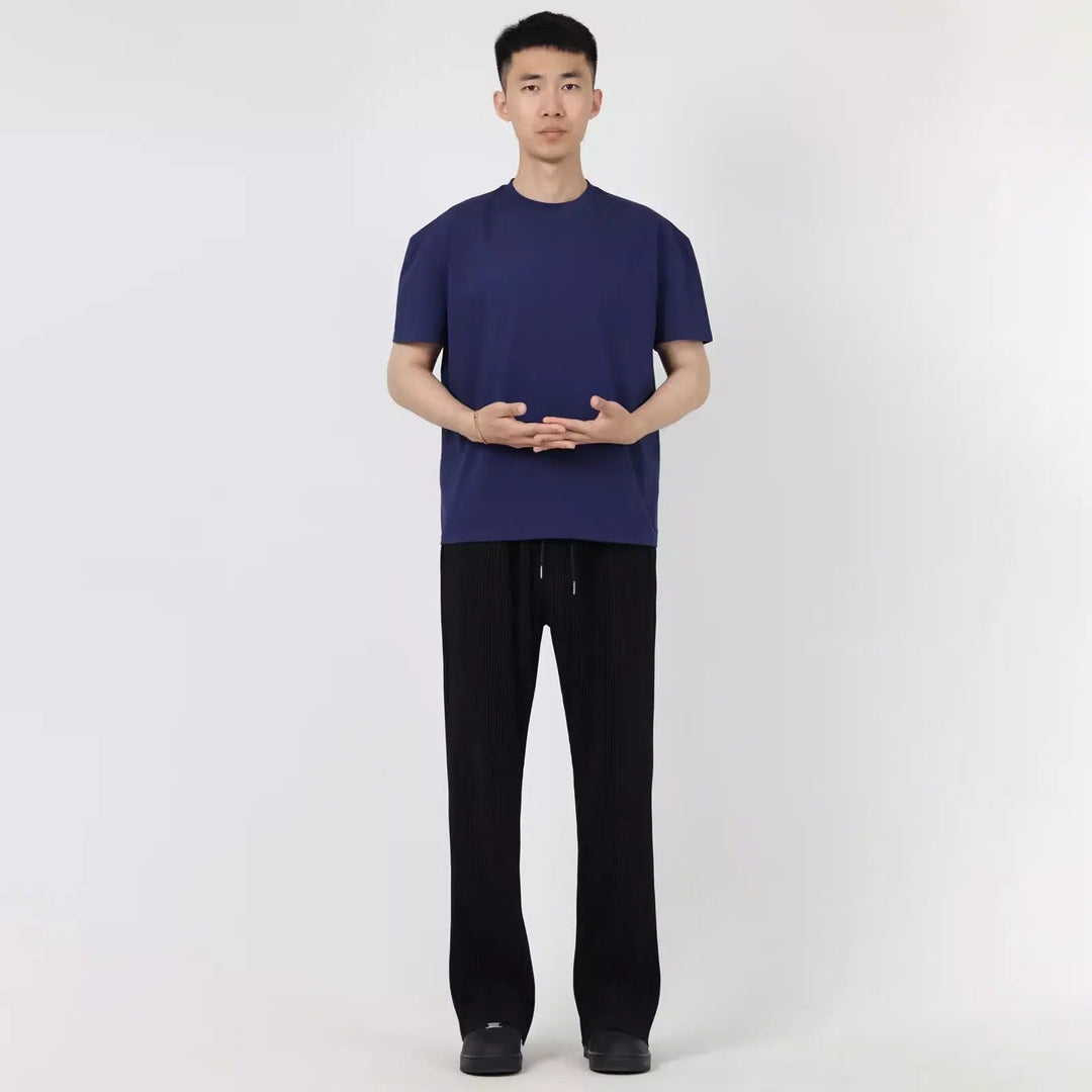 Flared Pleated Drawstring Pants