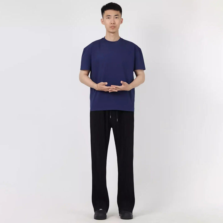 Flared Pleated Drawstring Pants