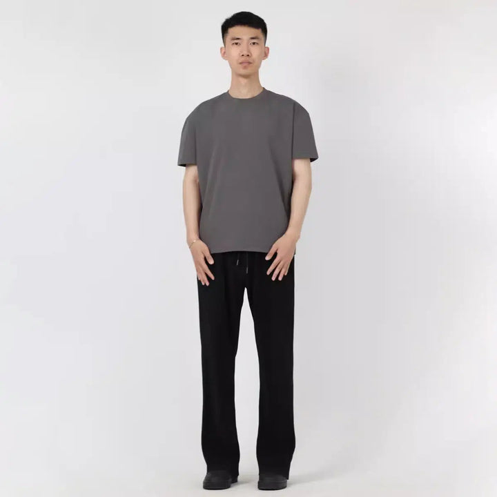 Flared Pleated Drawstring Pants